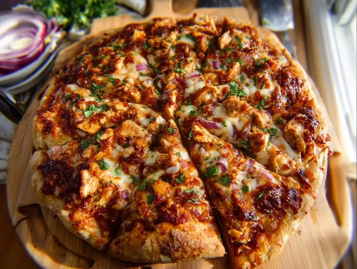 Pizza au poulet barbecue