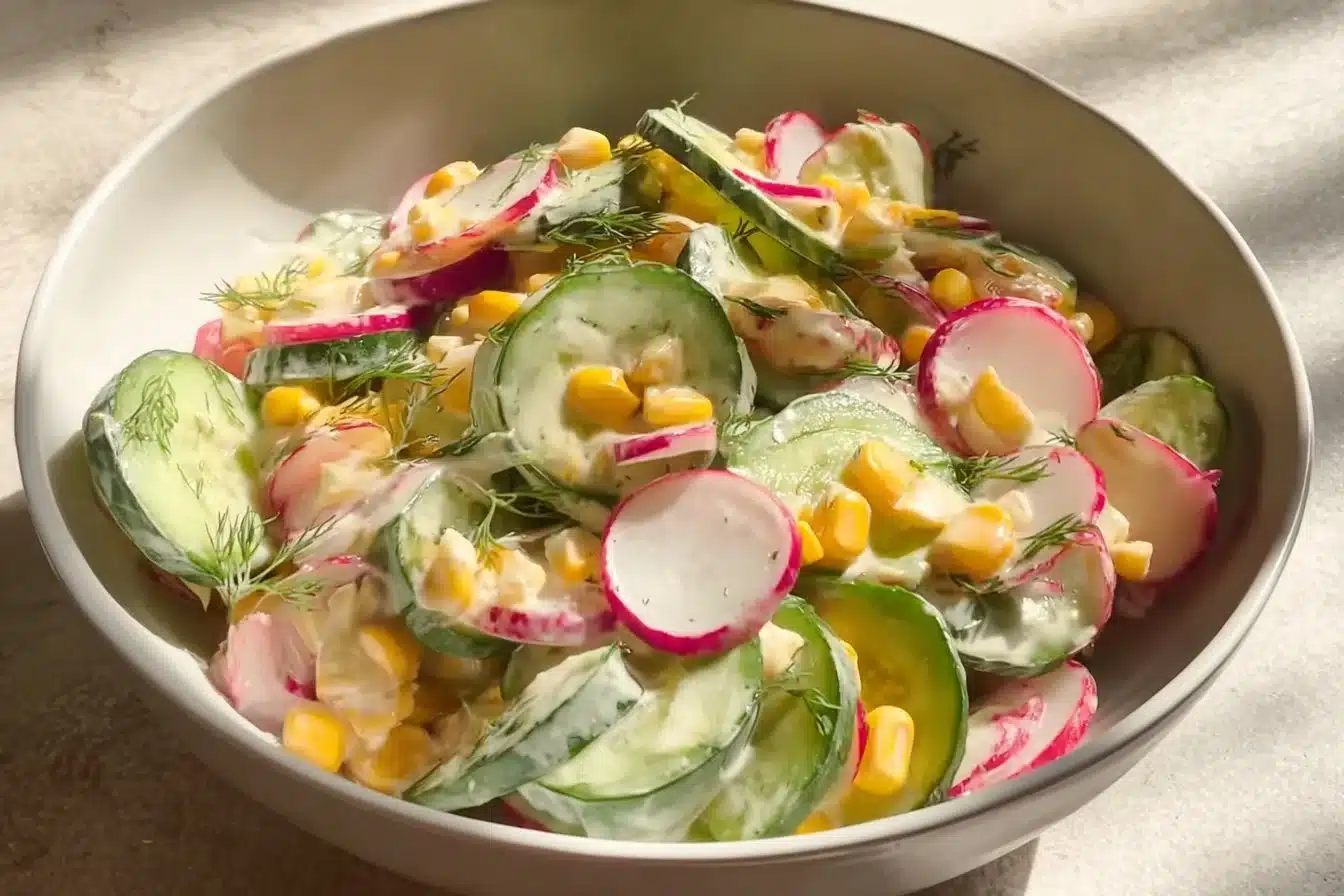 Salade crémeuse de maïs et concombre
