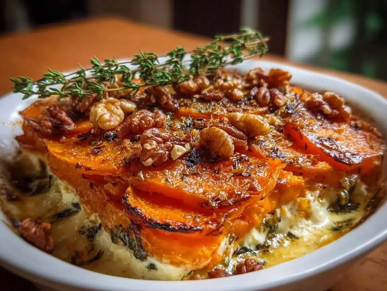 Gratin de Patate Douce, Chèvre et Noix