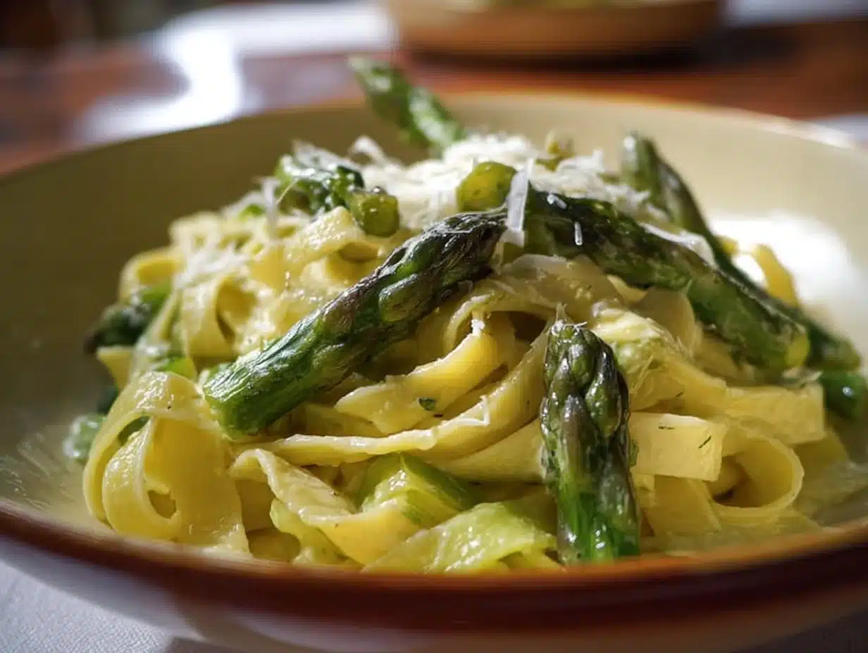 Tagliatelles crémeuses aux asperges citronnées