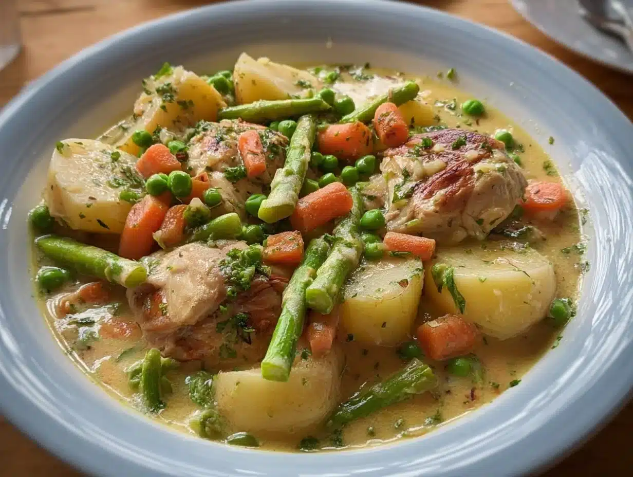 Blanquette de poulet et légumes de printemps