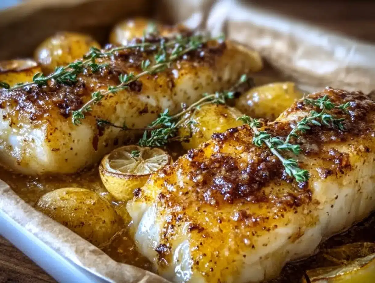 Cabillaud mariné au miel cuit au four