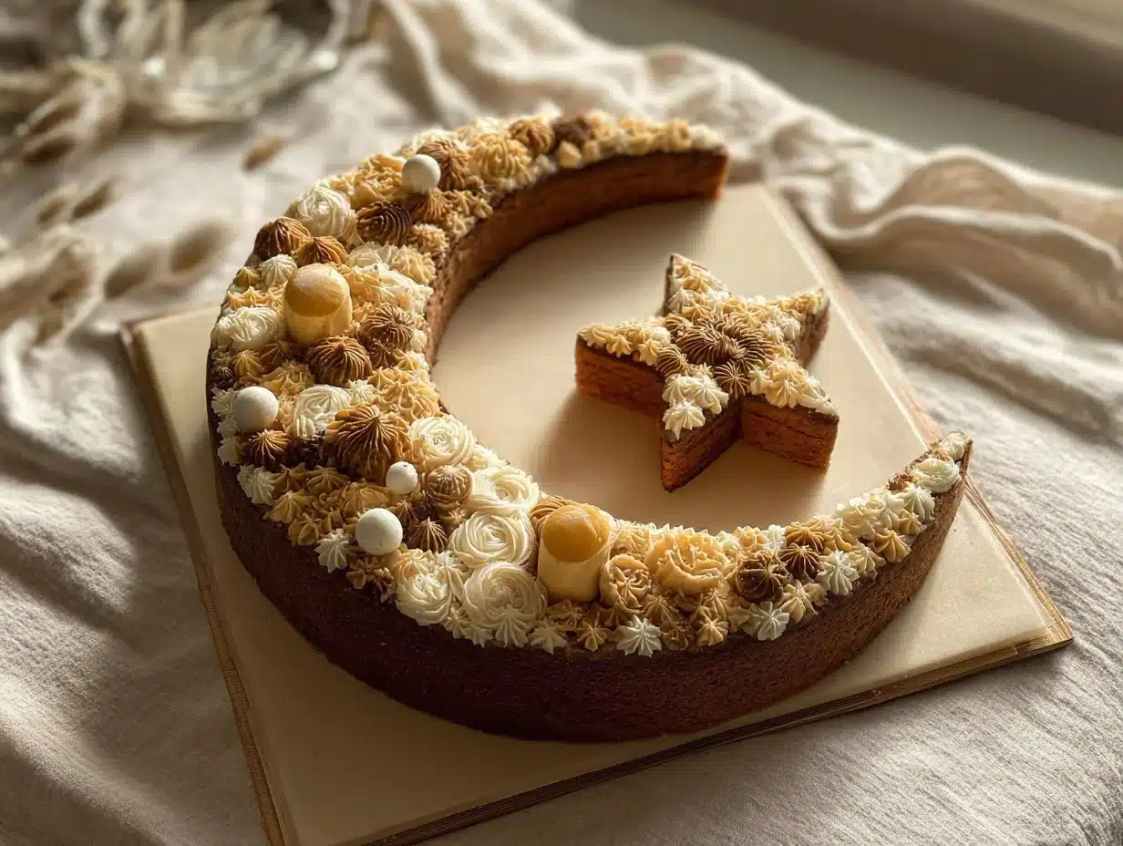 Gâteau de Ramadan et Eid en forme de croissant et d'étoile