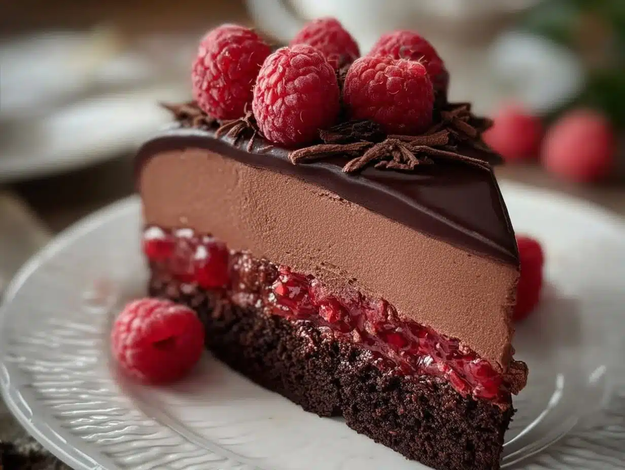 Gâteau Mousse au Chocolat Noir et Framboises