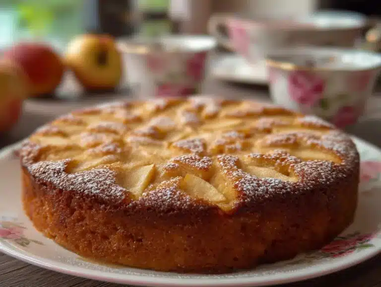 Gâteau Pomme Moelleux avec une texture délicate et des morceaux de pommes.