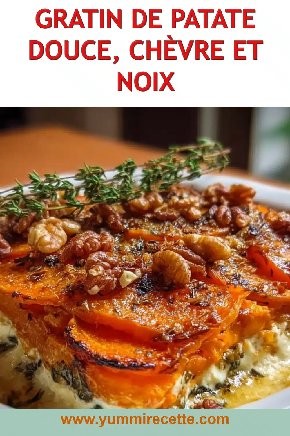 Gratin de Patate Douce, Chèvre et Noix