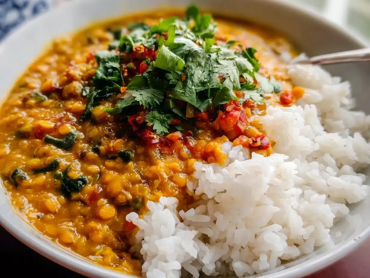 Lentilles corail au curry et coco