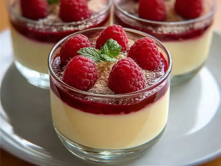 Mousse au chocolat blanc et framboise dans un verre
