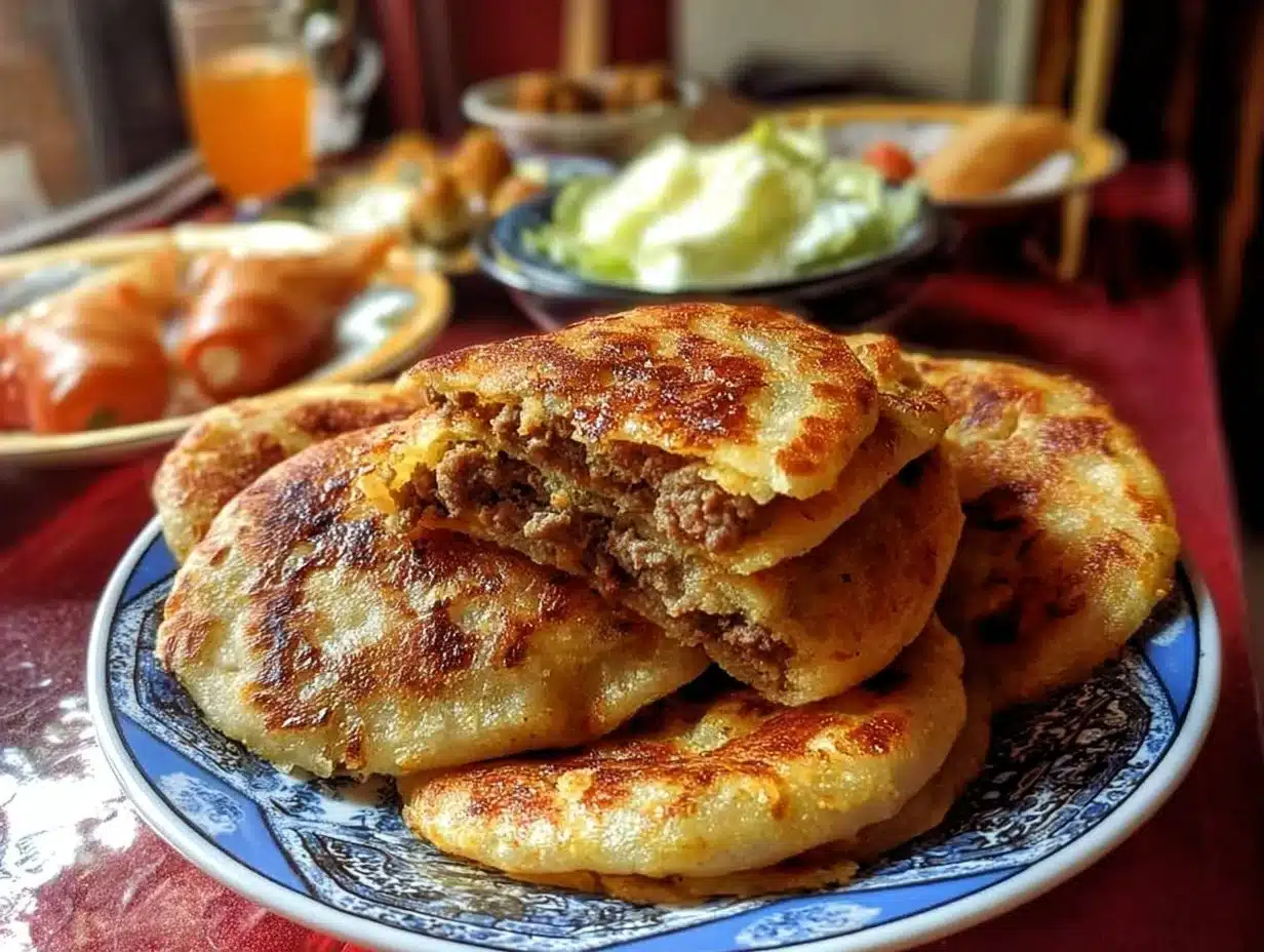 Msemen à la viande hachée (kefta)