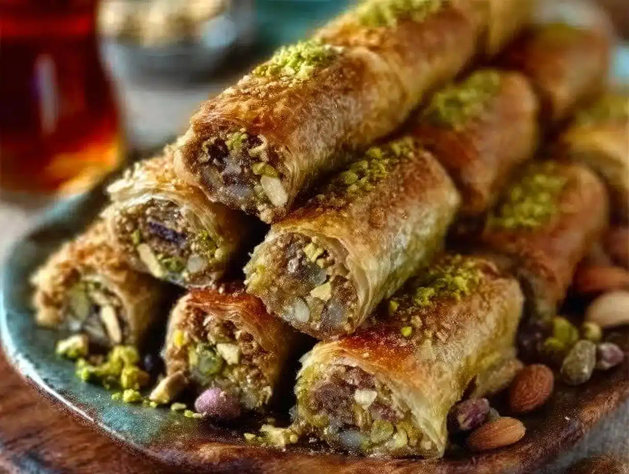 Roulés de Baklava aux Noix, Amandes & Pistaches