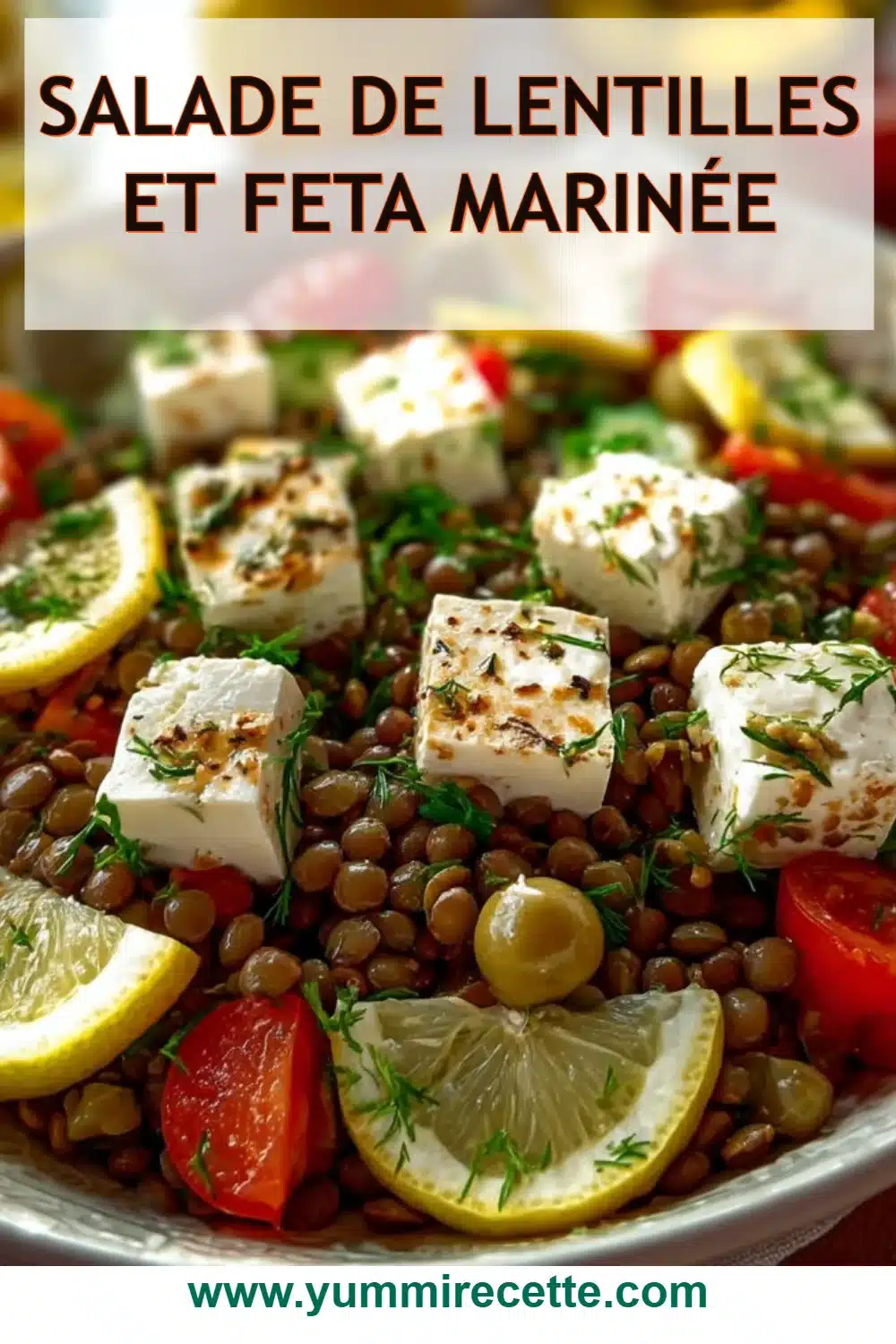 Salade de lentilles et feta marinée
