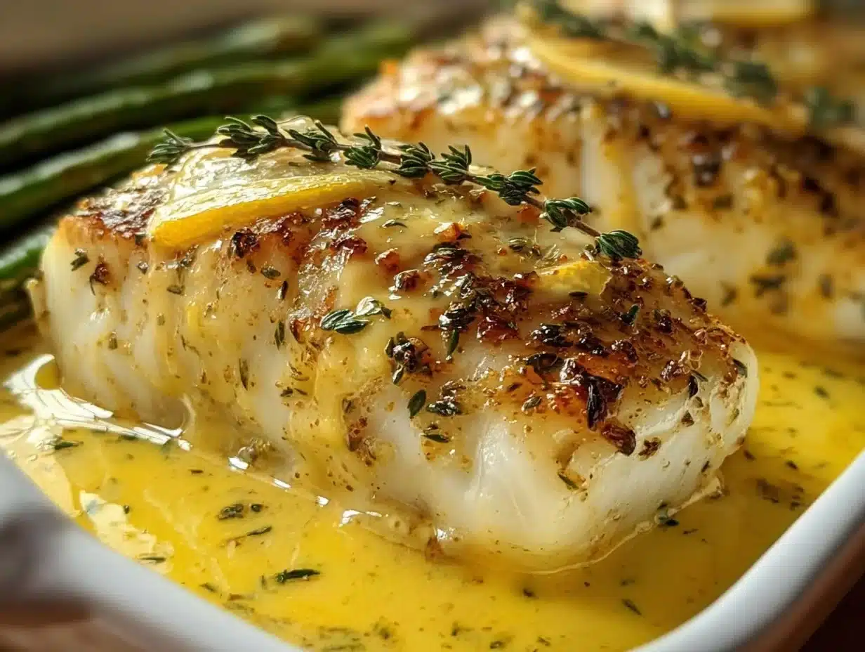 Cabillaud au four à la moutarde et crème citronnée