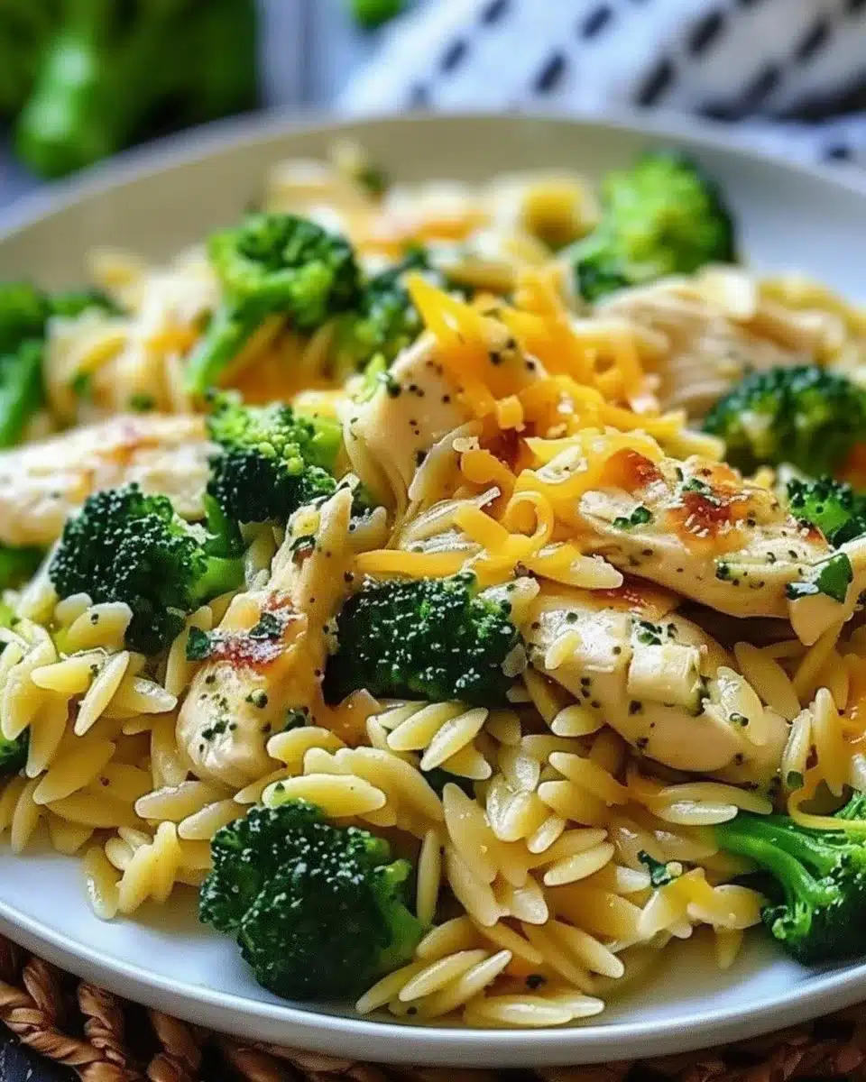 Orzo au Poulet, Brocoli et Cheddar