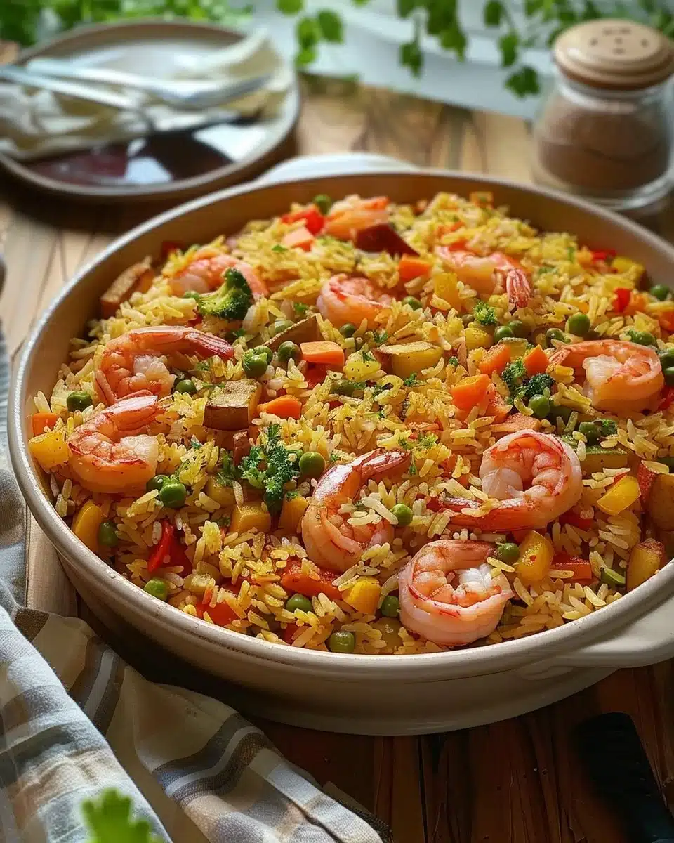 Riz basmati aux crevettes et légumes