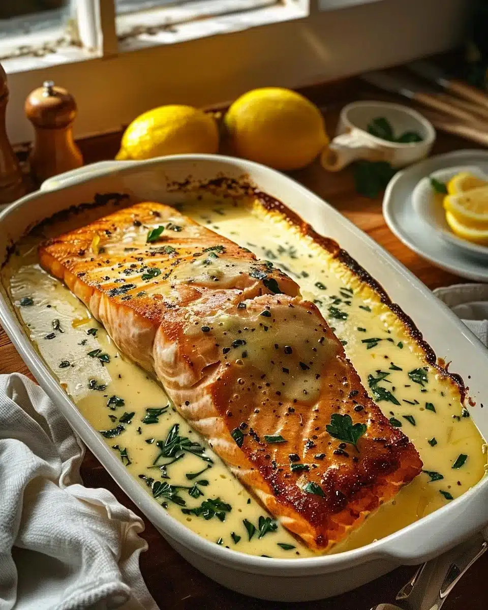 Saumon au four crémeux et citron