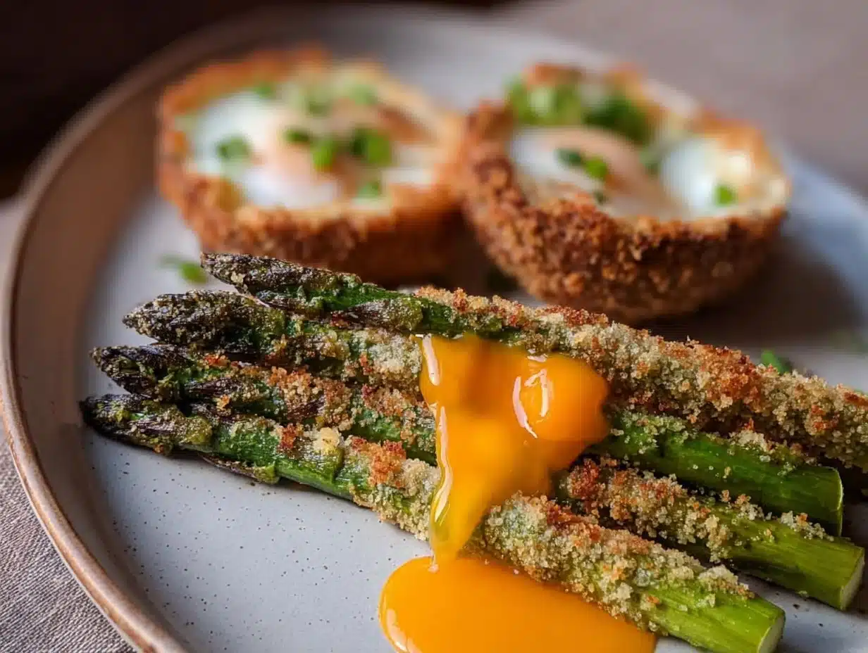 Crispy asparagus with parmesan and eggs