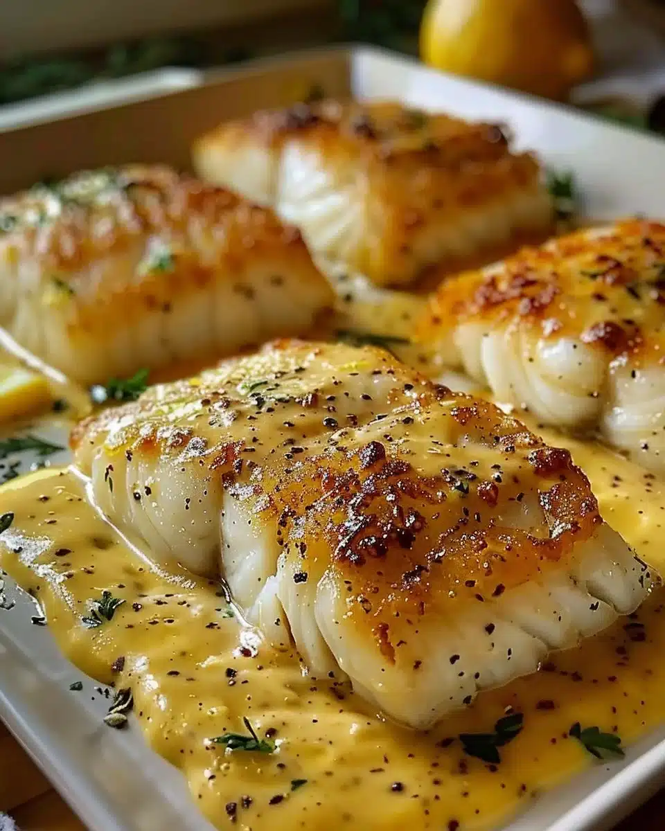 Cabillaud au four à la moutarde et crème citronnée