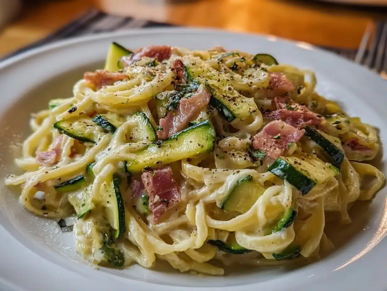 Carbonara légère aux courgettes