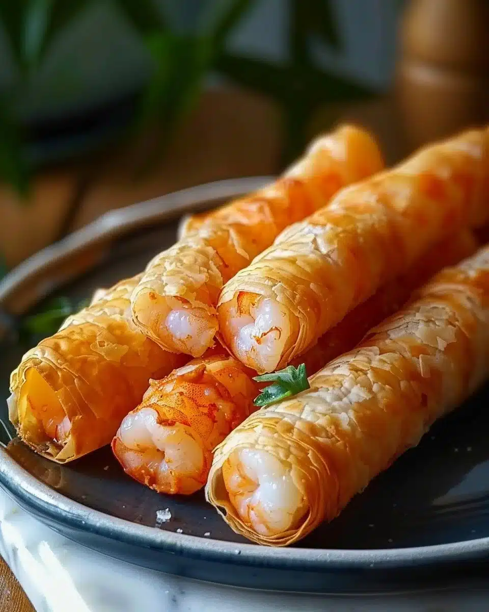 Cigares dorés à la pâte filo aux crevettes