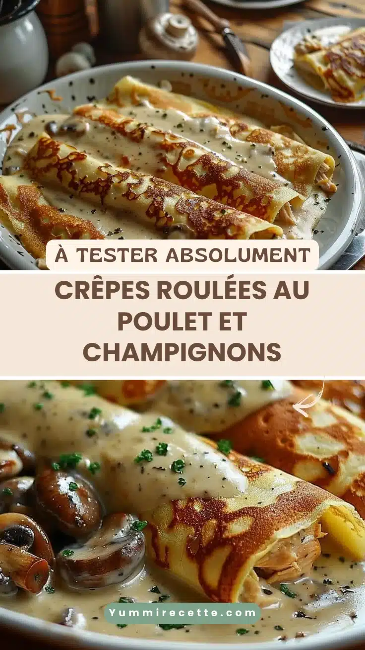 Crêpes Roulées au Poulet et Champignons