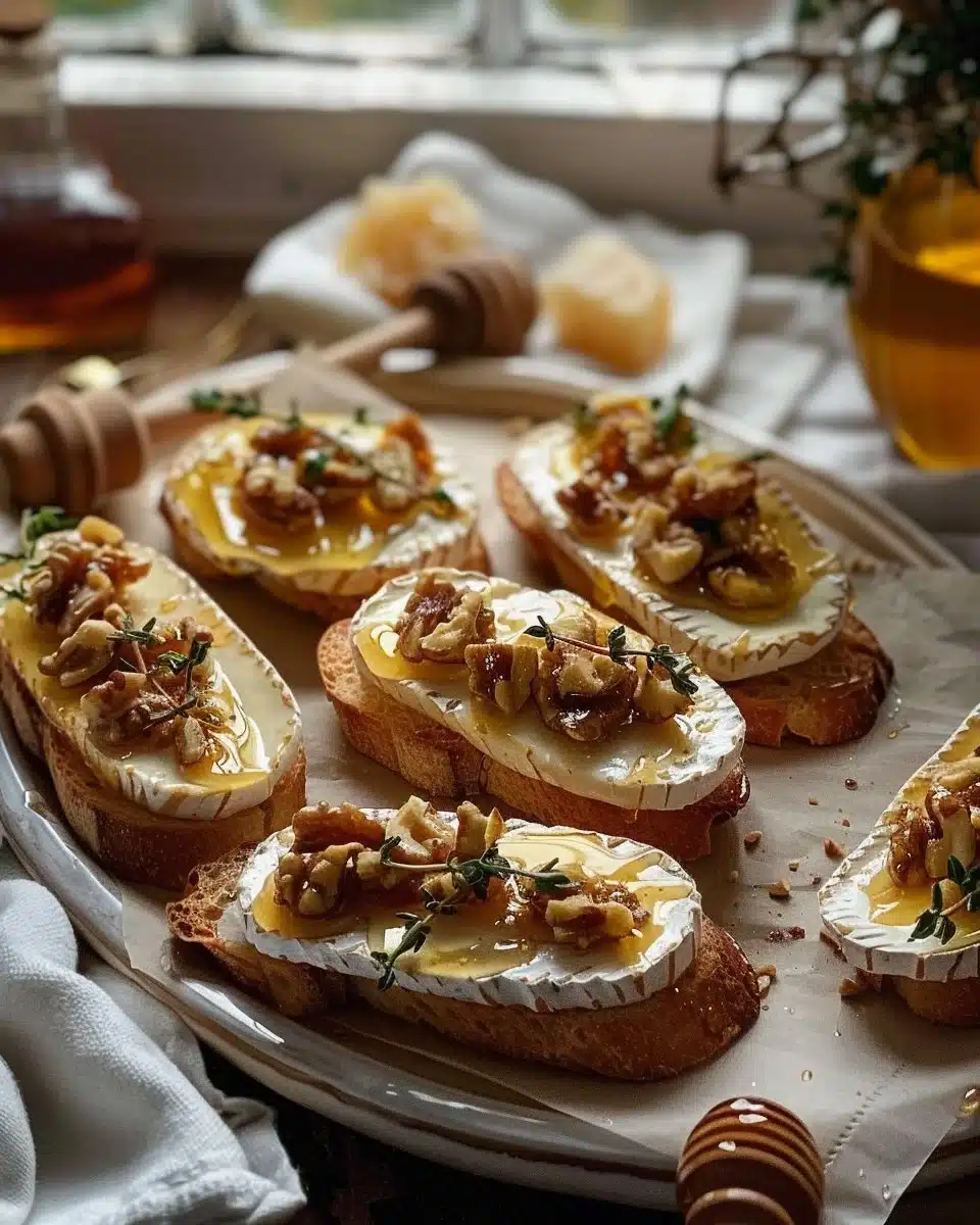 Crostini au Brie, Miel et Noix