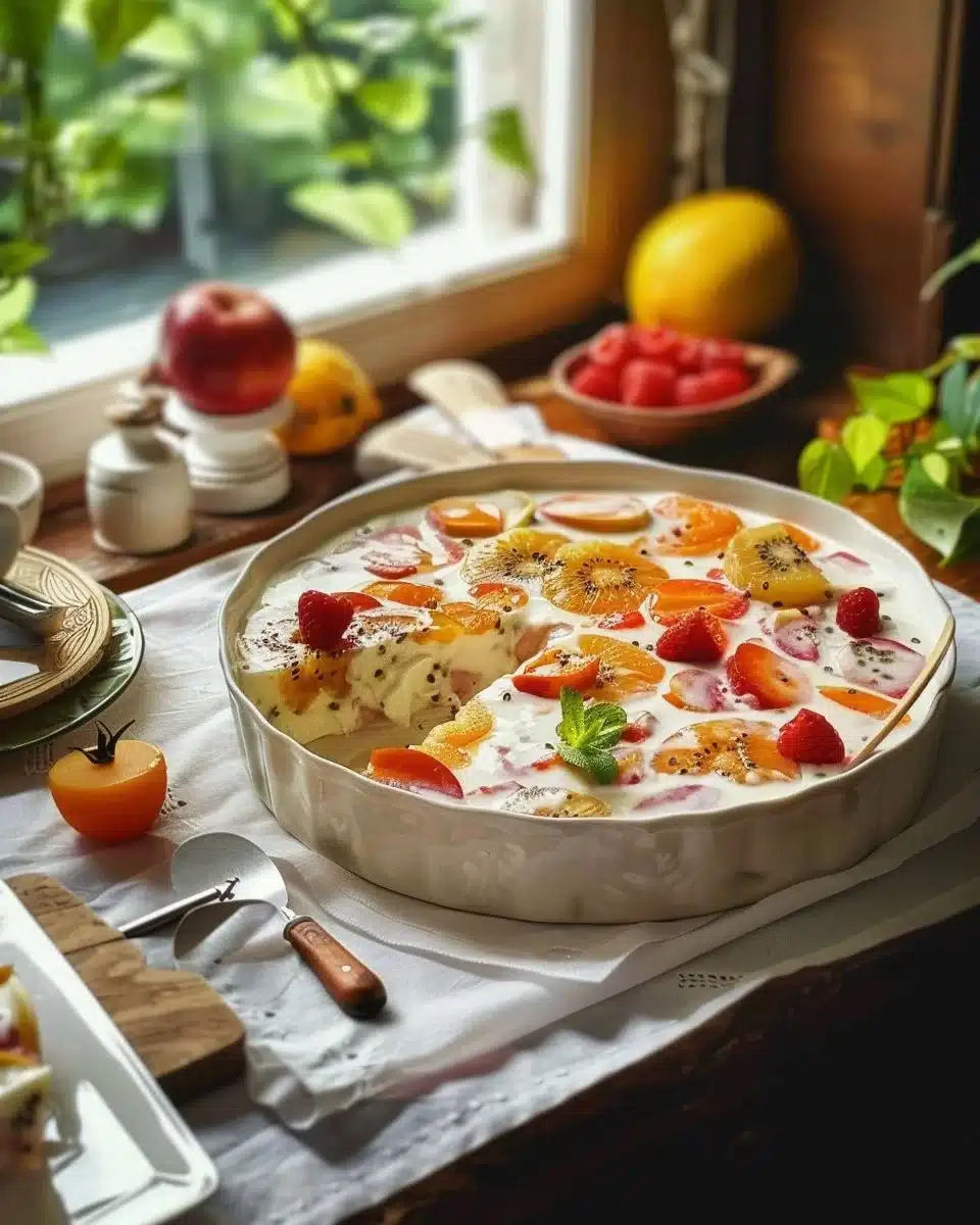 Dessert sain au lait et aux fruits