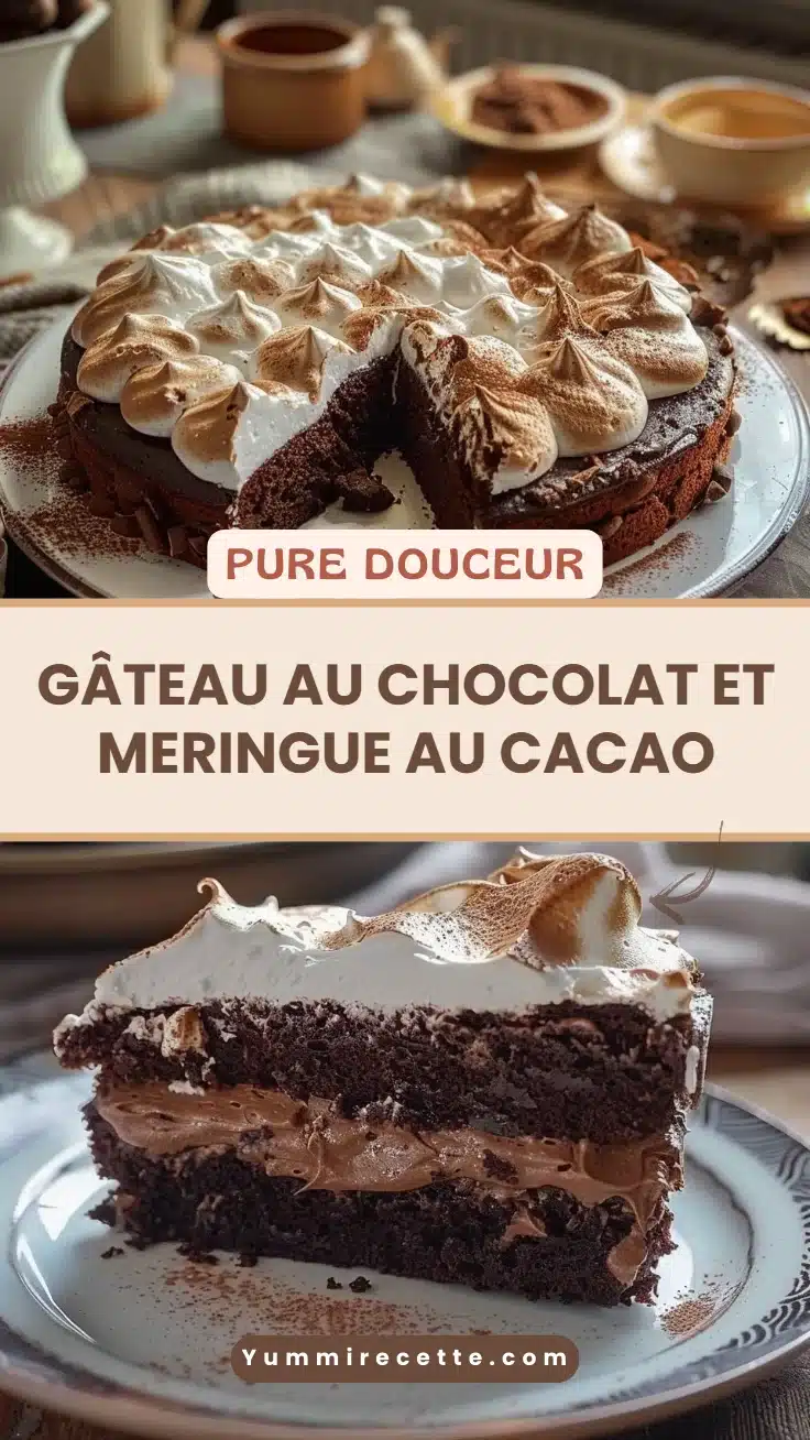 Gâteau au chocolat et meringue au cacao