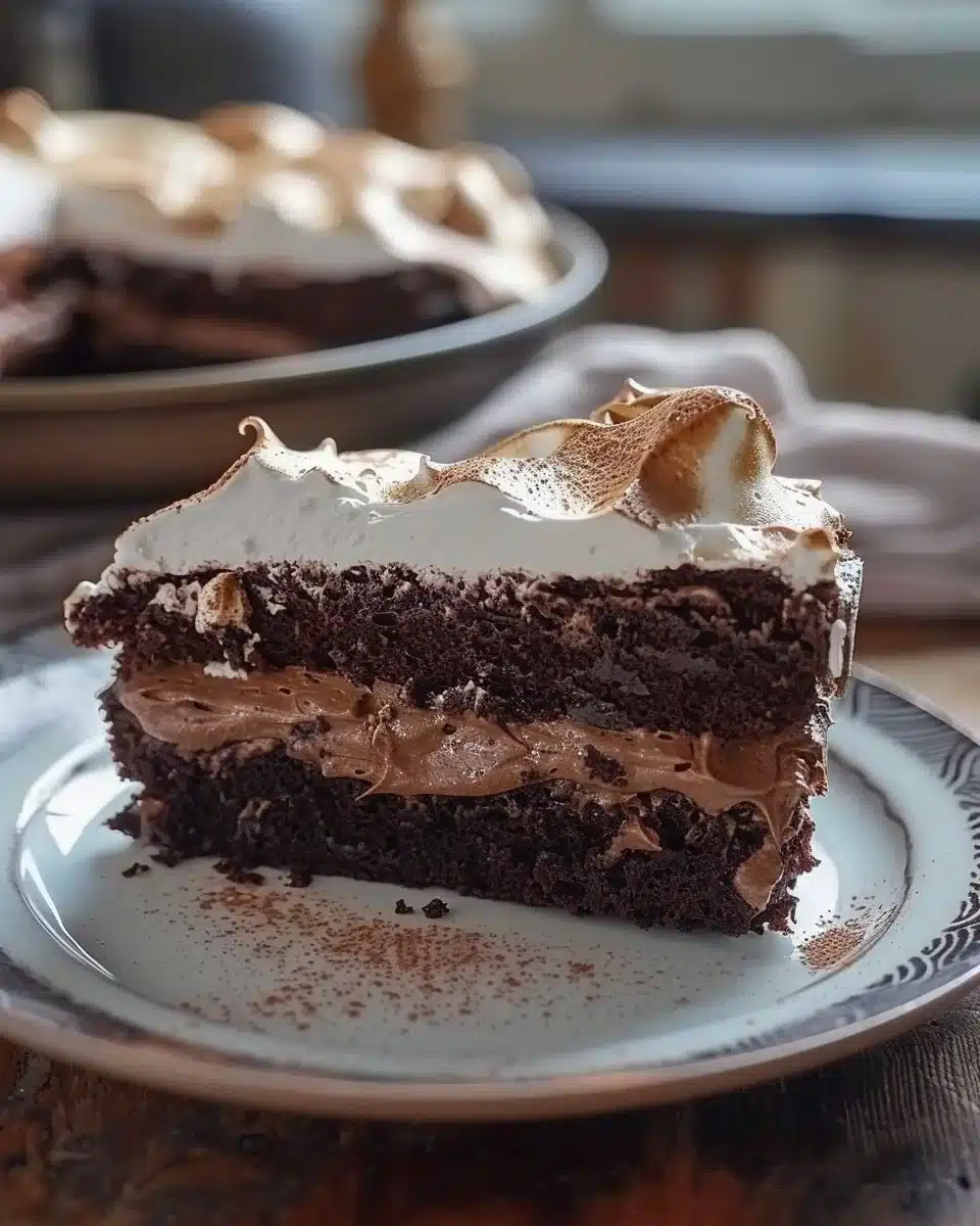 Gâteau au chocolat et meringue au cacao