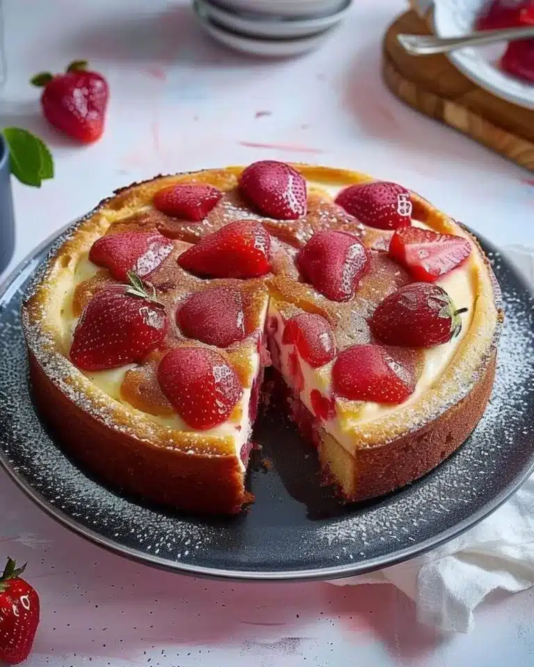 Gâteau yaourt aux fraises moelleux et savoureux