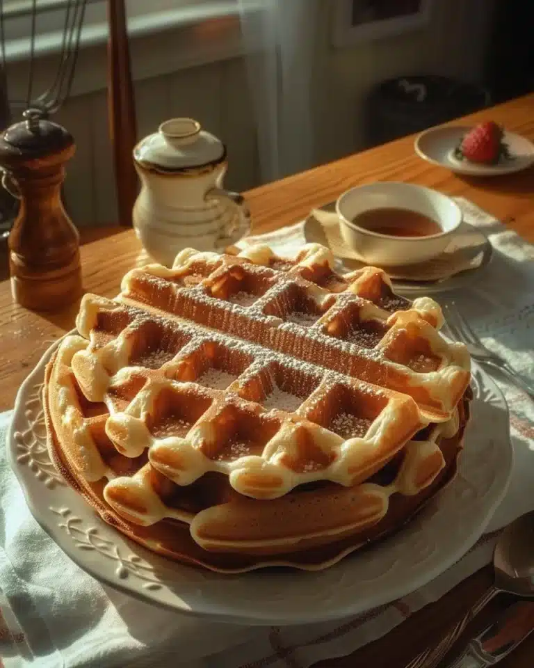 Gaufres maison dorées, croustillantes et délicieuses, prêtes à déguster.