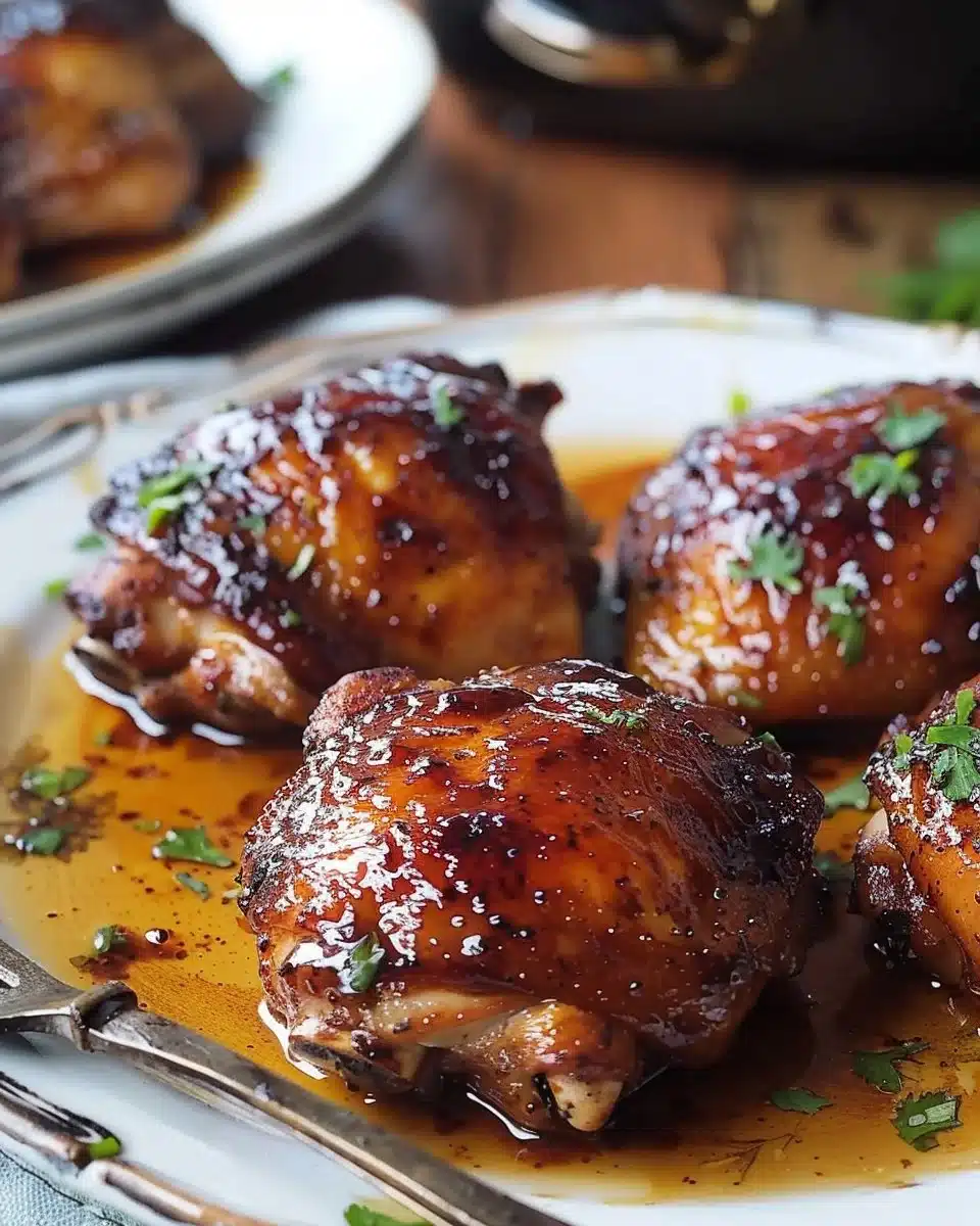 Hauts de cuisse de poulet caramélisés au four