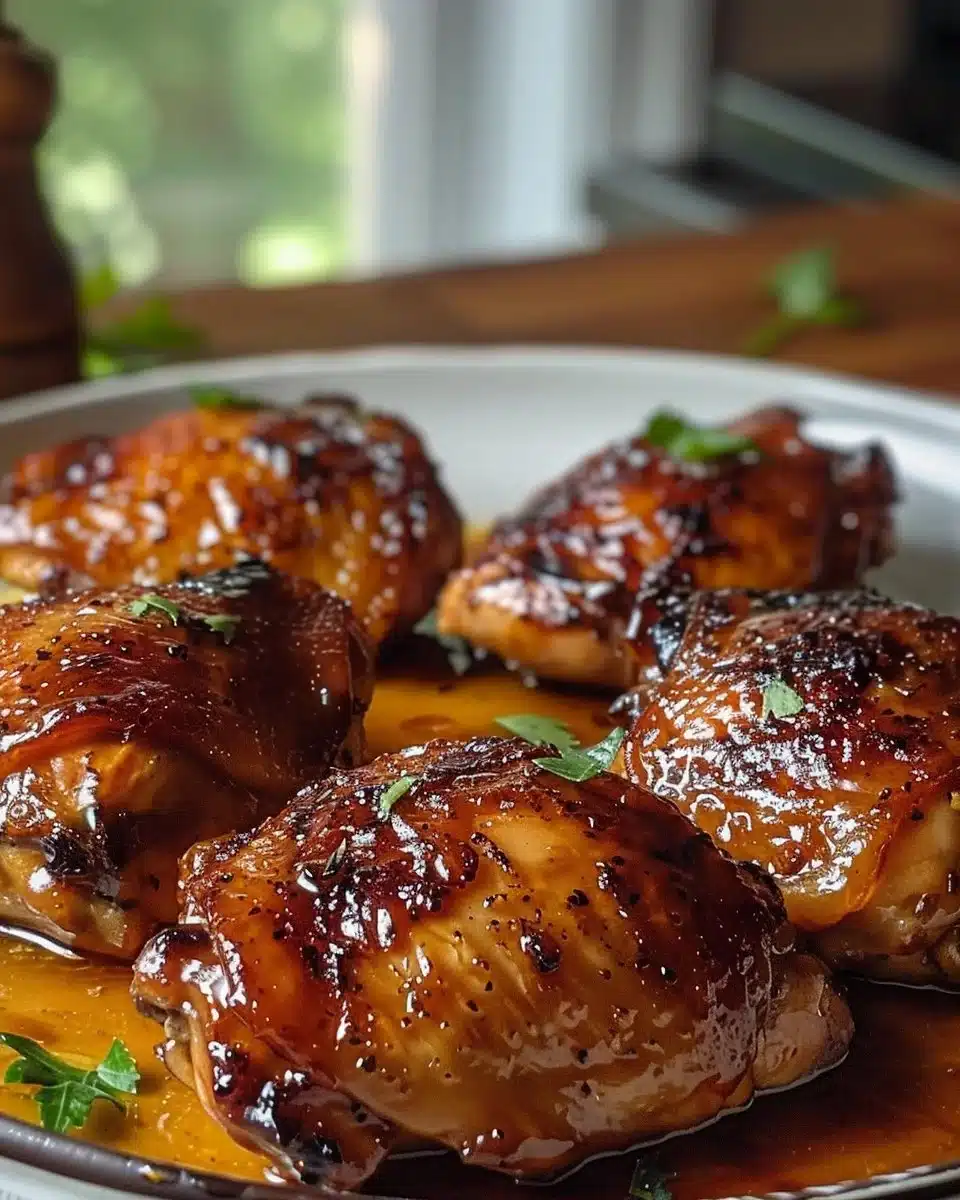 Hauts de cuisse de poulet caramélisés au four