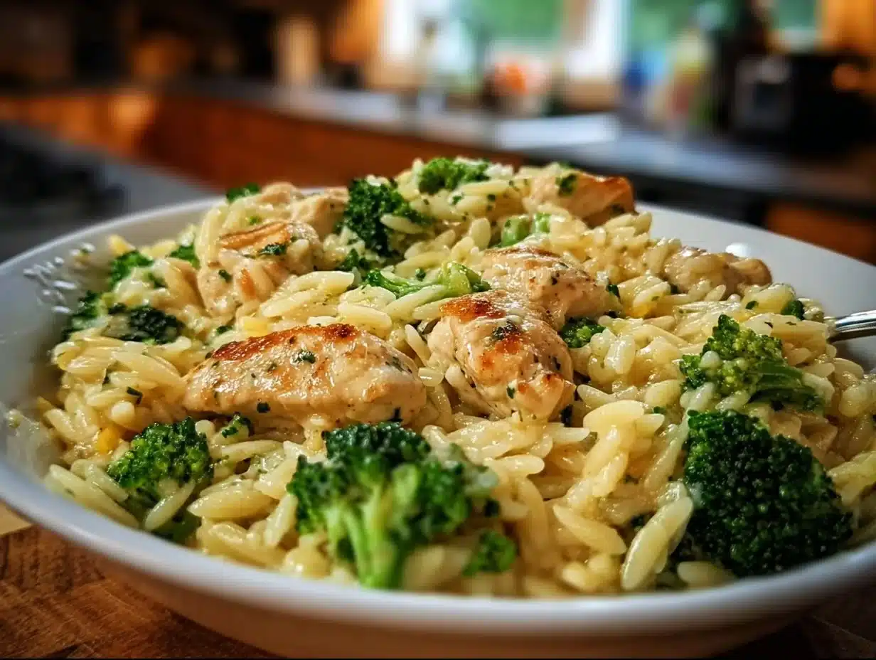 Orzo Crémeux au Poulet et Brocoli