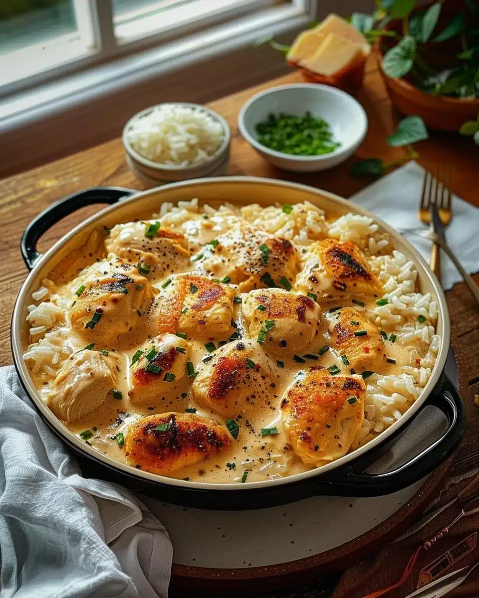 Poulet Crémeux et Riz Fondant