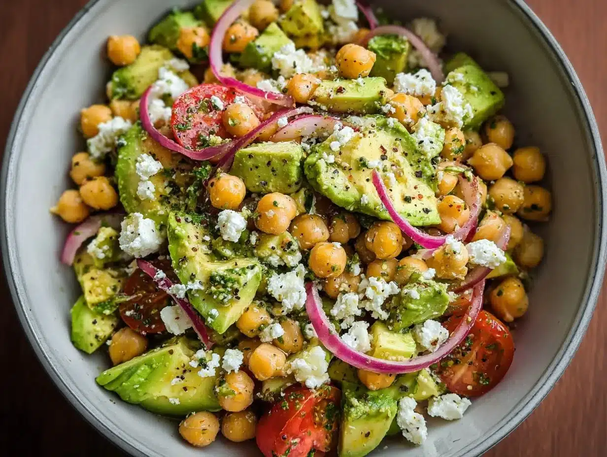 Salade de pois chiches, feta et avocat