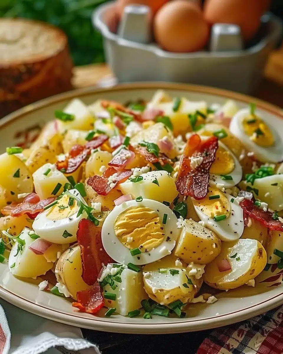 Salade de pommes de terre, lardons et œufs