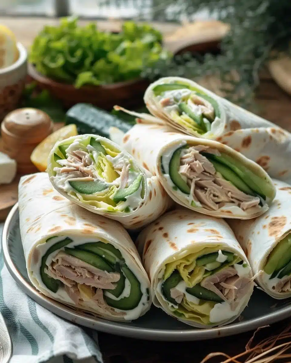 Wraps froids au thon, concombre et fromage frais
